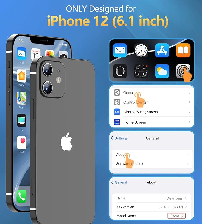 Design for iPhone 12 Case Waterproof, Full Body Underwater Dustproof Shockproof Case Built-in Screen Protector (Clear, 12-6.1)