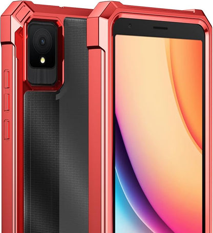 Ailiber for TCL K11 Phone Case, TCL K11 T432W Clear Case with Screen Protector, Dual Layer Shockproof Bumper, Transparent [Anti Yellowing], Slim Rugged Cell Phone Cove-Red