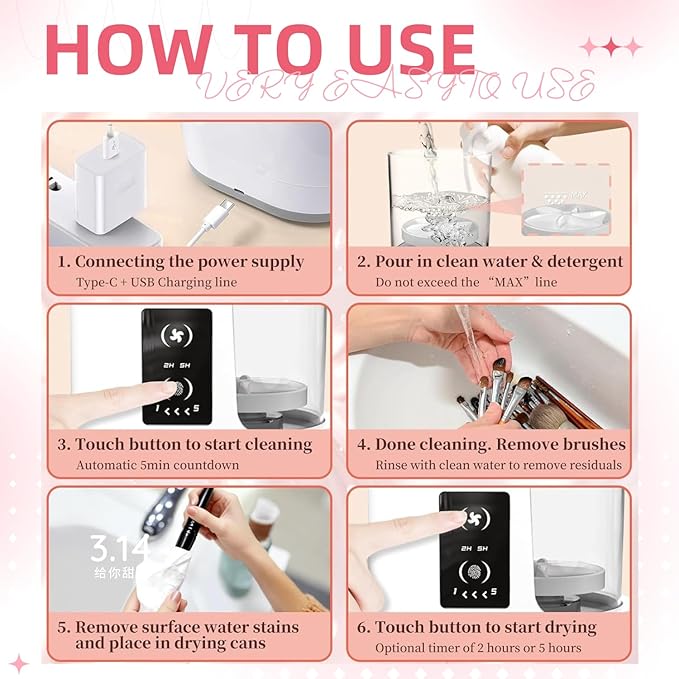 3-In-1 Makeup Brush Cleaner Machine, Electric Makeup Brush Cleaner & Dryer-Fast, Efficient Brush Cleaning, Drying, and Sanitizing for Flawless, Hygienic Makeup Application