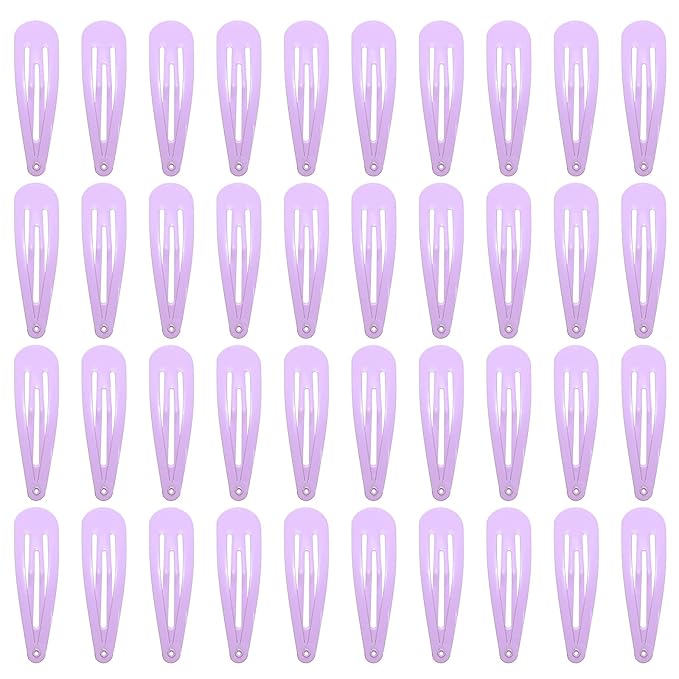 40 Counts Colorful Metal Snap Hair Clips 2 Inch Barrettes for Women Accessories (light purple)