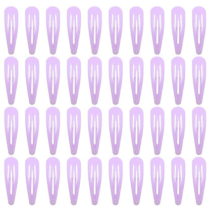 40 Counts Colorful Metal Snap Hair Clips 2 Inch Barrettes for Women Accessories (light purple)