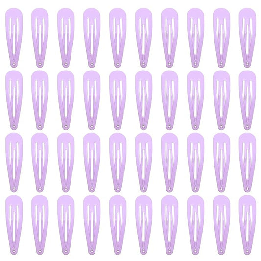 40 Counts Colorful Metal Snap Hair Clips 2 Inch Barrettes for Women Accessories (light purple)