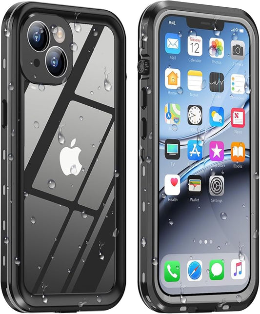 Design for iPhone 13 Case Waterproof, Full Body Underwater Dustproof Shockproof Case Built-in Screen Protector 6.1'' - Clear