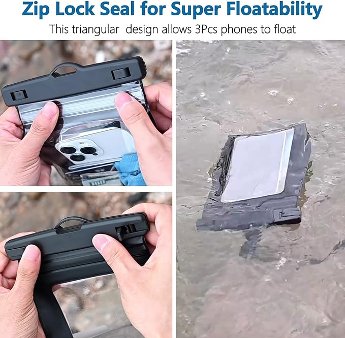 2Pack 9" Large Waterproof Phone Pouch Floating [with Zip Lock Seal], Cell Phone Dry Bag for iPhone 15 14 13 12 11 Plus Pro Max Samsung S23 S22 Ultra Water Proof Case Holder for Swimming