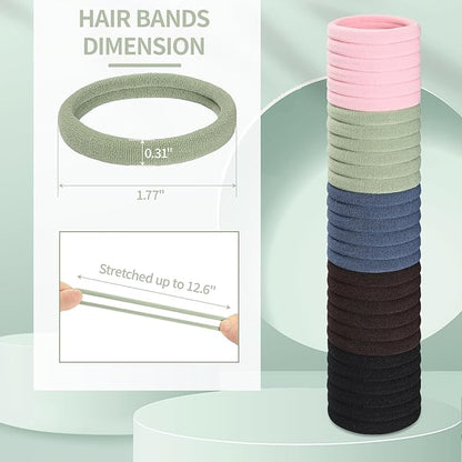 150 Pcs Elastic Hair Ties No Damage for Thick & Thin Hair, Ponytail Holders, Elastics, Soft Pony Tails Bands for Women, 5 Colors