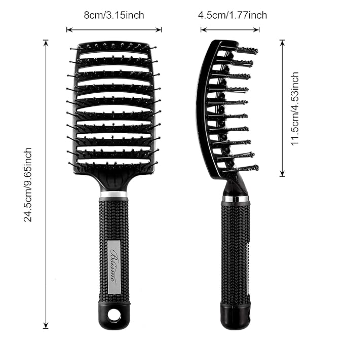 Bsisme Hair Brush, Curved Vented Brush for Faster Blow Drying, Professional Styling Hair Brushes for Women and Men, Paddle Detangling Brush for Wet Dry Curly Thick Straight Hair, Pink