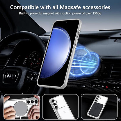 OWKEY Design for Galaxy S23 FE Case 6.4'', Magnetic Galaxy S23 FE Case for Magsafe with Screen Protector [Military-Grade Protection] Shockproof Phone Cover Slim Protective Bumper for S23 FE 5G, Gray