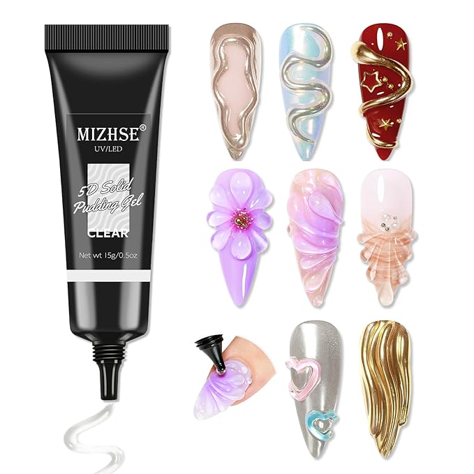MIZHSE 3D Nail Gel Clear Nail Sculpting Gel for Nail Art 15g Molding Gel for Nails Gel Liner 5D Candy Embossed 3D Decoration Manicure Charms