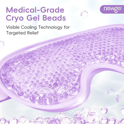 NEWGO Cooling Gel Eye Mask - Reusable Cold Pack for Puffy Eyes, Dark Circles, Migraine, Stress Relief - Purple With Soft Plush Backing
