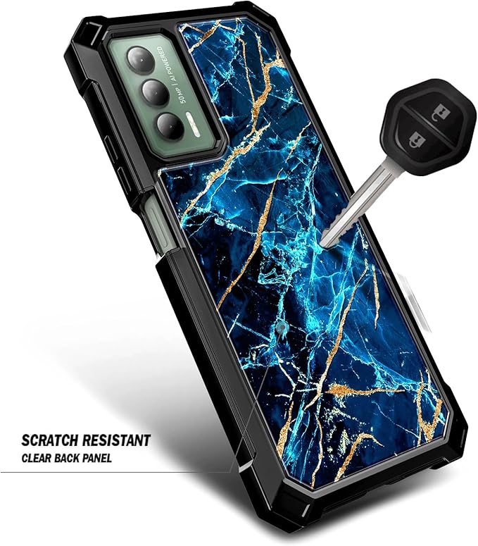 Designed for Cricket Outlast Phone Case, ATT Jetmore Case with [Built-in Screen Protector], Full-Body Protective Shockproof Rugged Bumper Cover Case (Sapphire)