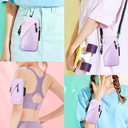 Cell Phone Holder for Walking, Running, Arm Band for Phone, Cell Phone Purse, Cross Body Phone Bag, Phone Holster, Cell Phone Carrier for Men Women, Phone Pouch (Purple)