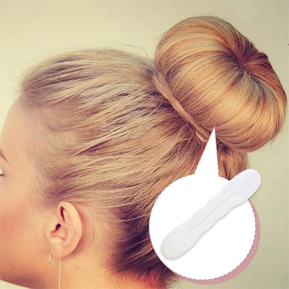 2pcs Sponge Hair Bun Maker, Hair Curler Bun Clip with 2 Sizes, Lazy Bun Updo Styling Accessories for Thin Thick Long Straight Curly Hairstyles- White