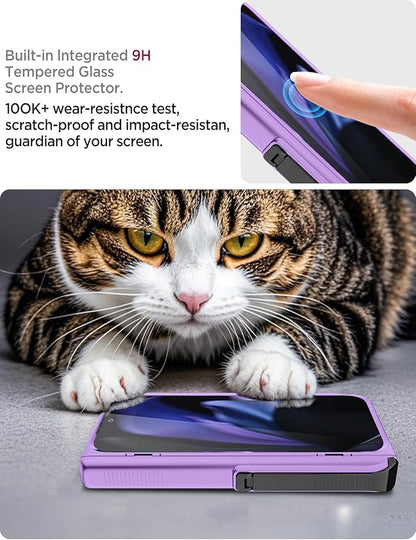 Miimall Kickstand Cases for Pixel 9 Fold Pro Case, [Kickstand & Hinge Protection][All-Inclusive Protection] Anti-Shock Heavy Duty Case for Google Pixel 9 Pro Fold Phone Case, Purple