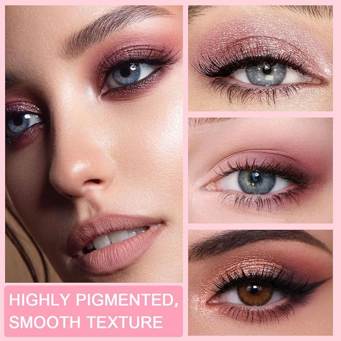 9 Colors Colorful Eyeshadow Palette Makeup,Rose Gold Brown Nude Purple Matte Shimmer Neutral Eye Shadow Powder Palette,Highly Pigmented Naturing-Looking Long Lasting Waterproof