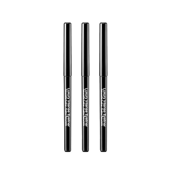 Professional Retractable Eyeliner, Luxury Intense Highly Pigmented Eye Makeup, Long-Lasting, Water-Resistant, Smudge-Proof, Smooth Gliding (3 PACK, Blackest Black)
