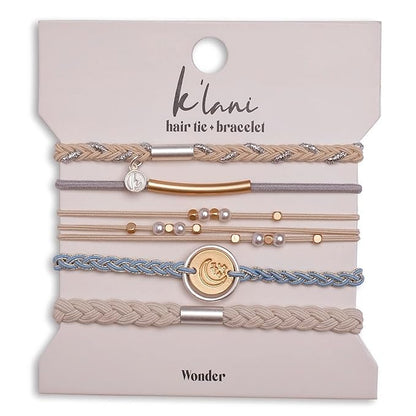 K'lani Wonder Bracelets for Women – Elastic Bracelets and Boho Hair Ties – Cute Hair Ties for Women and Hair Tie Accessories – Stylish Bracelets Boho Style for Hair and Wrist – Set of 5 (Small)