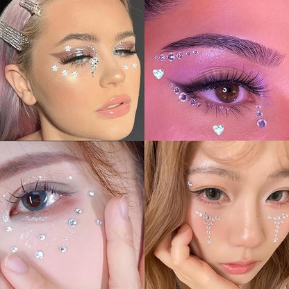 NOOEPC Face Gems Hair Gems, Self-Adhesive Face Jewels Eye Jewels Rhinestones DIY Face Gems Stick on, Hair Body Rhinestones Gems Crystals Pearls for Face Eyes Makeup Body, Crafts