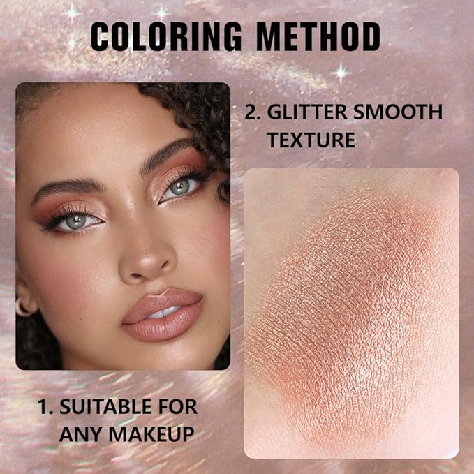 evpct Single Eye shadow Palette Makeup for Older Women, Amber Rush Brown Shimmer Glitter Sparkly Cream Eye Shadow Palette Brightener Makeup for Older Women, High Pigment Monochrome Mini Eyeshadow