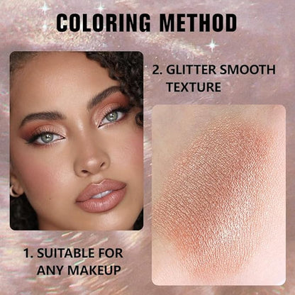evpct Single Eye shadow Palette Makeup for Older Women, Amber Rush Brown Shimmer Glitter Sparkly Cream Eye Shadow Palette Brightener Makeup for Older Women, High Pigment Monochrome Mini Eyeshadow