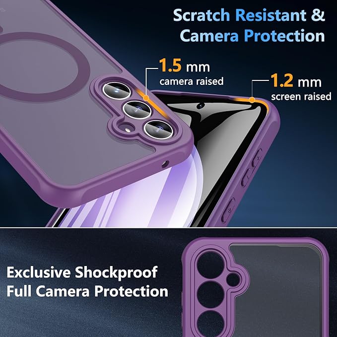 For Samsung Galaxy S23 FE Case 6.4'',Magnetic Galaxy S23 FE Case for Magsafe with Screen Protector [Military-Grade Protection]Shockproof Phone Case Samsung S23 FE Slim Protective Case S23 FE 5G,Purple