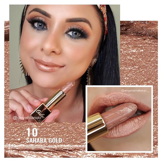 Oulac Nude Lipstick Set 2PCS - Included Metallic Nude Lipstick and Light Brown Liptsick, Vegan Lightweight Hydrating Formula, 10+PG06