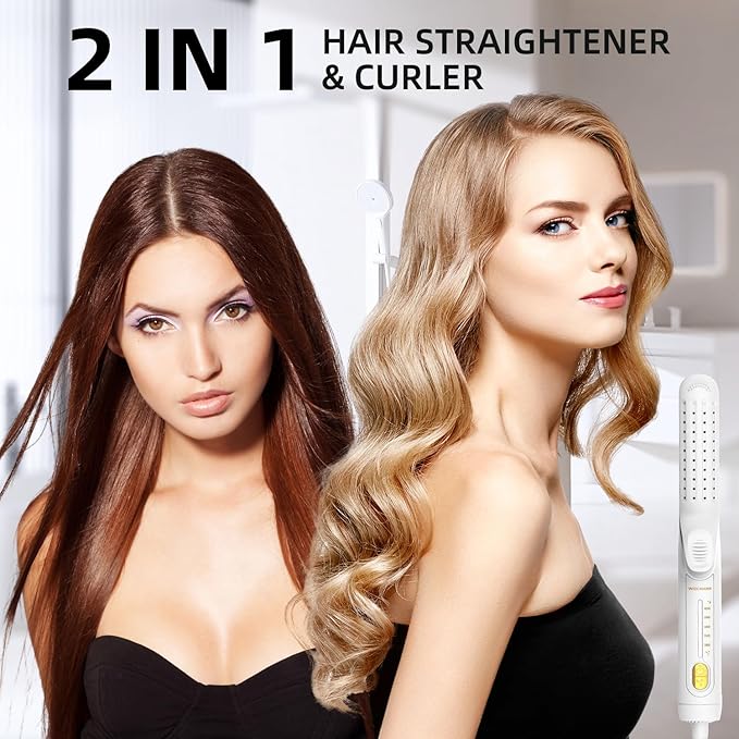 360°Airflow Styler | Wizchark Flat Iron Hair Straightener | Professional Curling Iron with Cooling Air Vents | 2 in 1 Hair Straightener and Curler | Dual Voltage Hair Tools