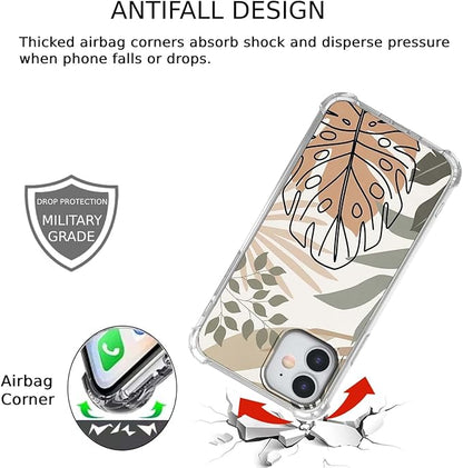 Case for iPhone 11 with Green Leaves Design,Abstract Minimalist Plant Art Pattern,Soft TPU Bumper Phone Cover(11,Leaf)