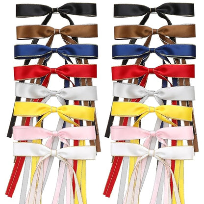 16 PCS Hair Bows for Women,Ribbon Hair Bows With Long Tail,Hair bow clips Hair Barrettes for Women Accessories