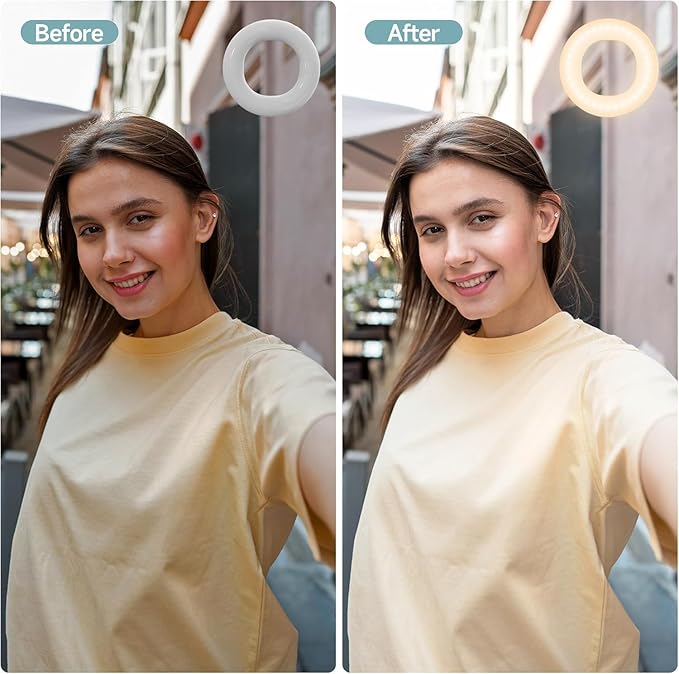 Selfie Ring Light , Rechargeable Selfie Fill Light with Retaining Clip On, Video Conference Light for Phone, Laptop, Zoom Meeting, Make up