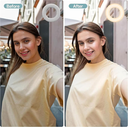 Selfie Ring Light , Rechargeable Selfie Fill Light with Retaining Clip On, Video Conference Light for Phone, Laptop, Zoom Meeting, Make up