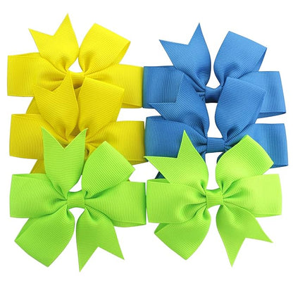 120PCS 3inch Grosgrain Ribbon Pinwheel Hair Bows Boutique Bows Alligator Clips For Girls Toddlers Teens(60Colorsx2)