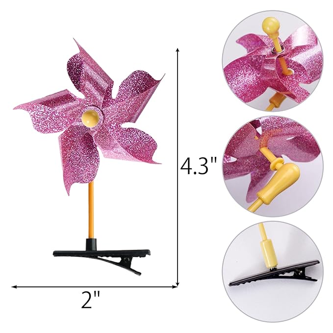 30 Pcs Windmill Alligator Hair Clips for Kids Girls Barrettes Party Sequin Pinwheel Hairpin Glitter Hair Decorative Accessories