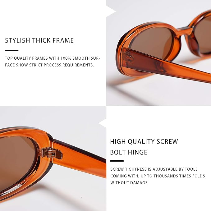 VANLINKER Polarized Retro Oval Sunglasses for Women and Men Small 90s Style VL9580