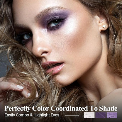 Neutral Eyeshadow Stick Makeup Set, Pink and Purple Metallic Shimmer Matte Cream Eye Shadow Eyeliner Brightener Pencil Crayon - PURPLE MARTINI