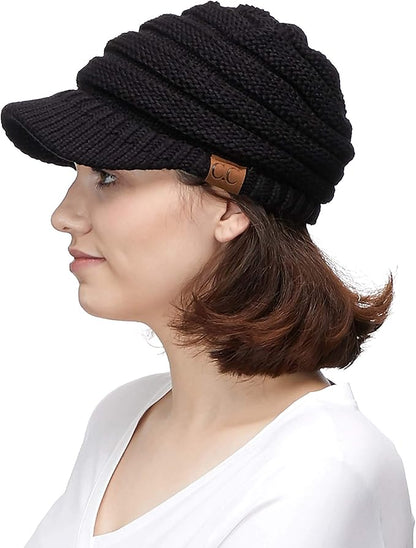 C.C Hatsandscarf Exclusives Women's Ribbed Knit Hat with Brim (YJ-131)(YJ-2023)