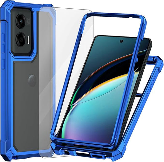 Ailiber for Motorola Moto G Stylus 5G 2024 Cell Phone Case, Motorola G Stylus 2024 Case with Screen Protector, Dual Layer Shockproof Bumper, Anti Yellowing, Slim [Scratch-Resistant]-Blue