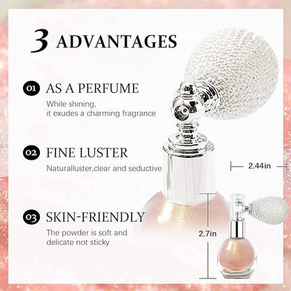 Glitter Spray, Versatile Glitter Spray for Hair and Body Cosmetic, Highlighter Powder for Women, Body Shimmer for Party, Music Festival and Wedding #White
