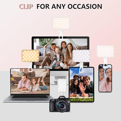 Selfie Light - BANSINE LED Phone Light USB-Rechargeable - Portable Photo Light with 97+ CRI, Up to 6500K Color Temperature Camera Light for Selfie, Zoom Conference, Video, Makeup and Live Stream