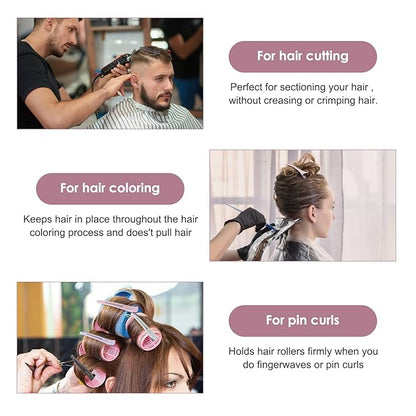 AIMIKE 12pcs Professional Hair Clips for Styling Sectioning, Anti-Slip No-Trace Duck Billed Hair Clips with Silicone Band, Salon and Home Hair Cutting Clips for Hairdresser, Women, Men - 4.3” Long