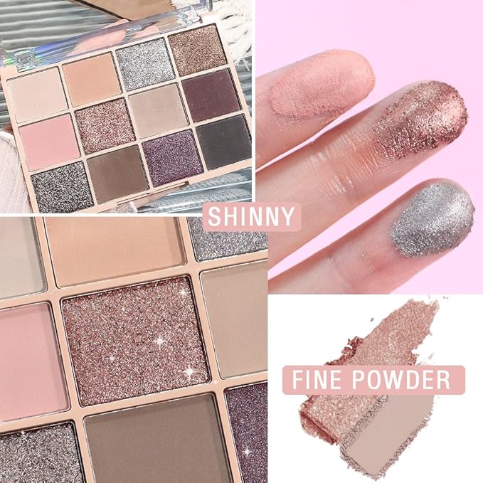 Neutral Smokey Eye Shadow Palette,Nude Silver Gray Cream Eyeshadow Palette,Make Up Pallets for Women Highly Pigmented Natural Eyeshadow for Eyes Long Lasting Naturing-Looking,Blendable,Vegan