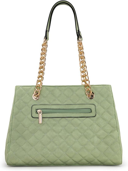 Montana West MEDIUM Tote Bag for Women Quilted Chain Handbags Shoulder Purse