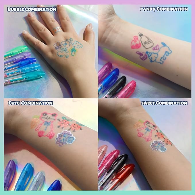 Townley Girl Unicorn 16 Piece Glitter Pen Body Art Set, Unicorn Themed, Glittery and Bright Colors, Ages 3+