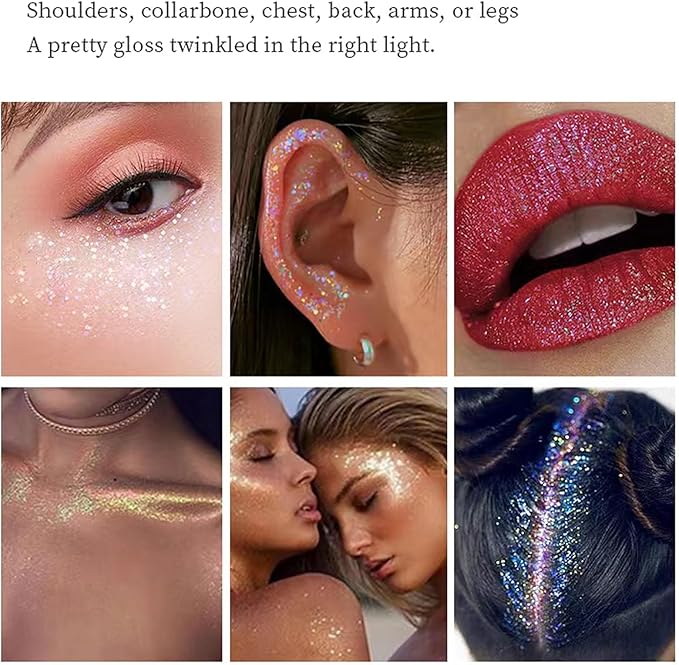 MEICOLY Fine Body Glitter,Face Glitter for Halloween,Color Changing Glitter Gel for Body,Face,Hair,Lip,Eye,Long Lasting Holographic Sequins Glitter Face Paint Glitter Makeup,Sparkling Pink,50ml