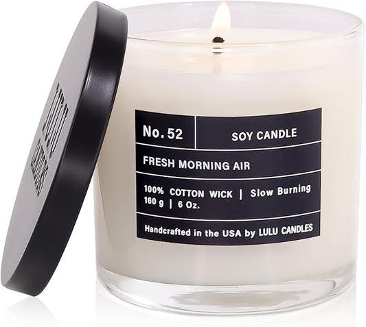 Lulu Candles | Fresh Morning Air | Luxury Scented Soy Jar Candle | Hand Poured in The USA | Highly Scented & Long Lasting (6 Oz.)