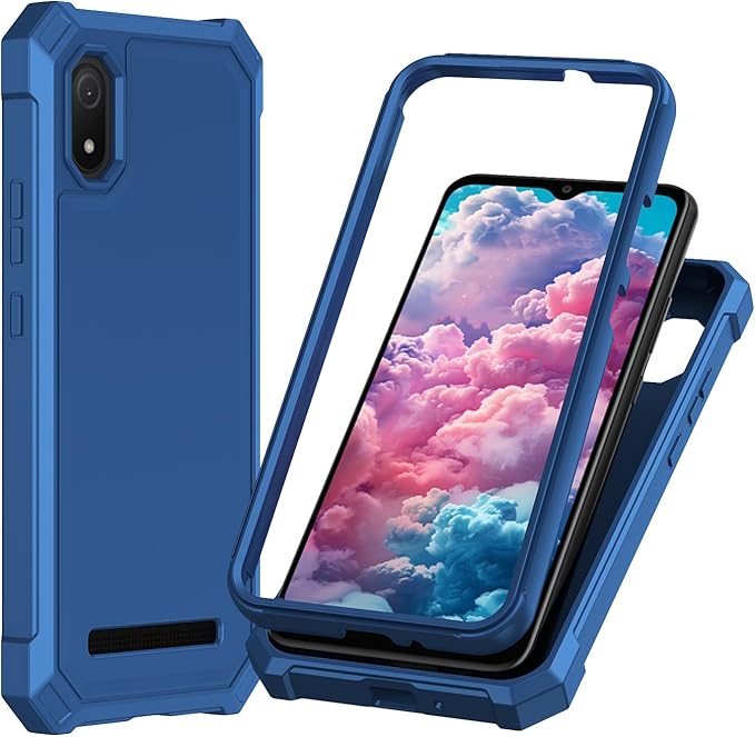 for Cloud Mobile Stratus C8 Case with Screen Protector,Full Body Protection Front PC Back Soft Silicone Bumper,Heavy Duty Protection Shockproof Phone Case for Cloud Mobile Stratus C8 Blue