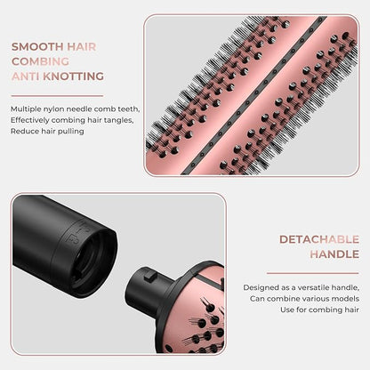 3 in 1 Thermal Round Brush Thermal Curling Brush, Negative Ion Curling, Straightening Volumizing Hair Tool Digital Temperature Display Interchangeable Heads for All Hair Types