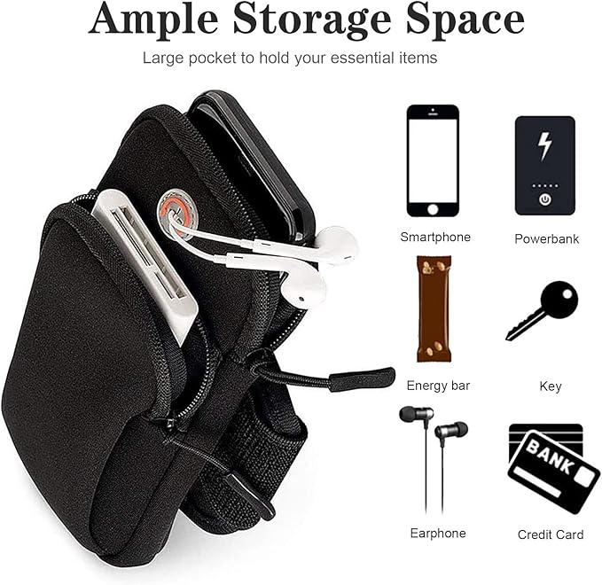 Phone Holder for Running Armband iPhone 16 16e 15 14 13 12 11 Pro Max Xs Xr X Plus SE Mini Pouch,Samsung Galaxy S25 S24 S23 S22 S21 Ultra Note 20,Black Cell Phone Arm Bands Sleeve Sports Gym