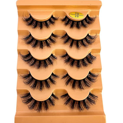 HBZGTLAD Cat eye Eyelashes 3D Natural False Lashes D Curl Fluffy Soft Cross 5 pairs Manga Lashes Wispy Natural Eyelash Extension Makeup (7D-25)