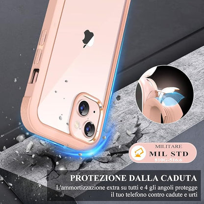 Miracase Compatible with iPhone 13 case 6.1 inch, [Glass Instead Plastic] with Built-in 9H Tempered Glass Screen Protector for iPhone 13,2023 Upgrade Full-Body Glass Clear Case,Crystal Pink