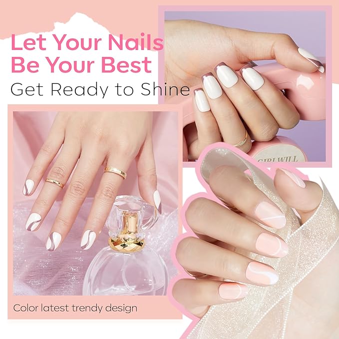 MODELONES Nail Polish Set, 6 Colors Natural Nude Nail Polish Bubble Bath Quick Dry Skin Tone Glitter Spring Summer Nail Polish Kit Fingernail Polish Nail Art Salon Home Easter Gifts For Women Girl
